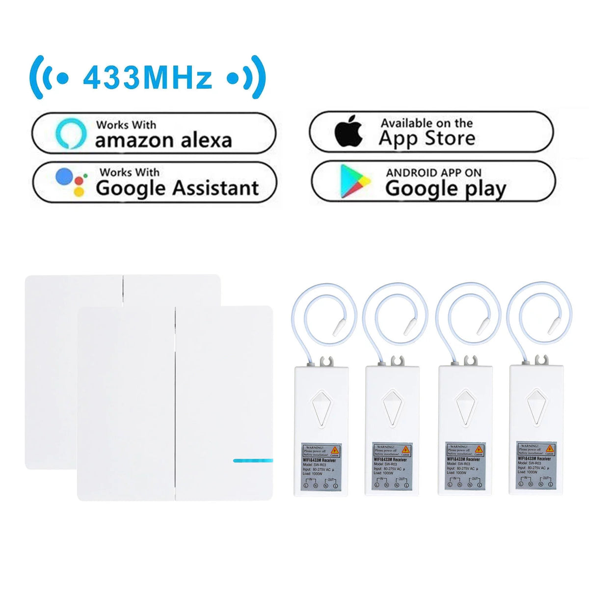 WiFi Wall Switch with 4x WIFI Receiver M567