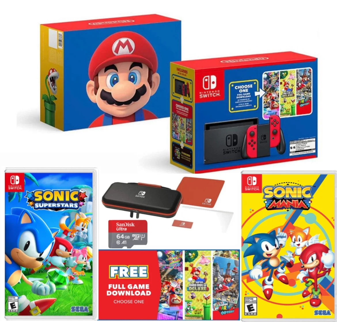 Nintendo Switch Console with 64GB MicroSD Memory Card and Carrying Case M3129