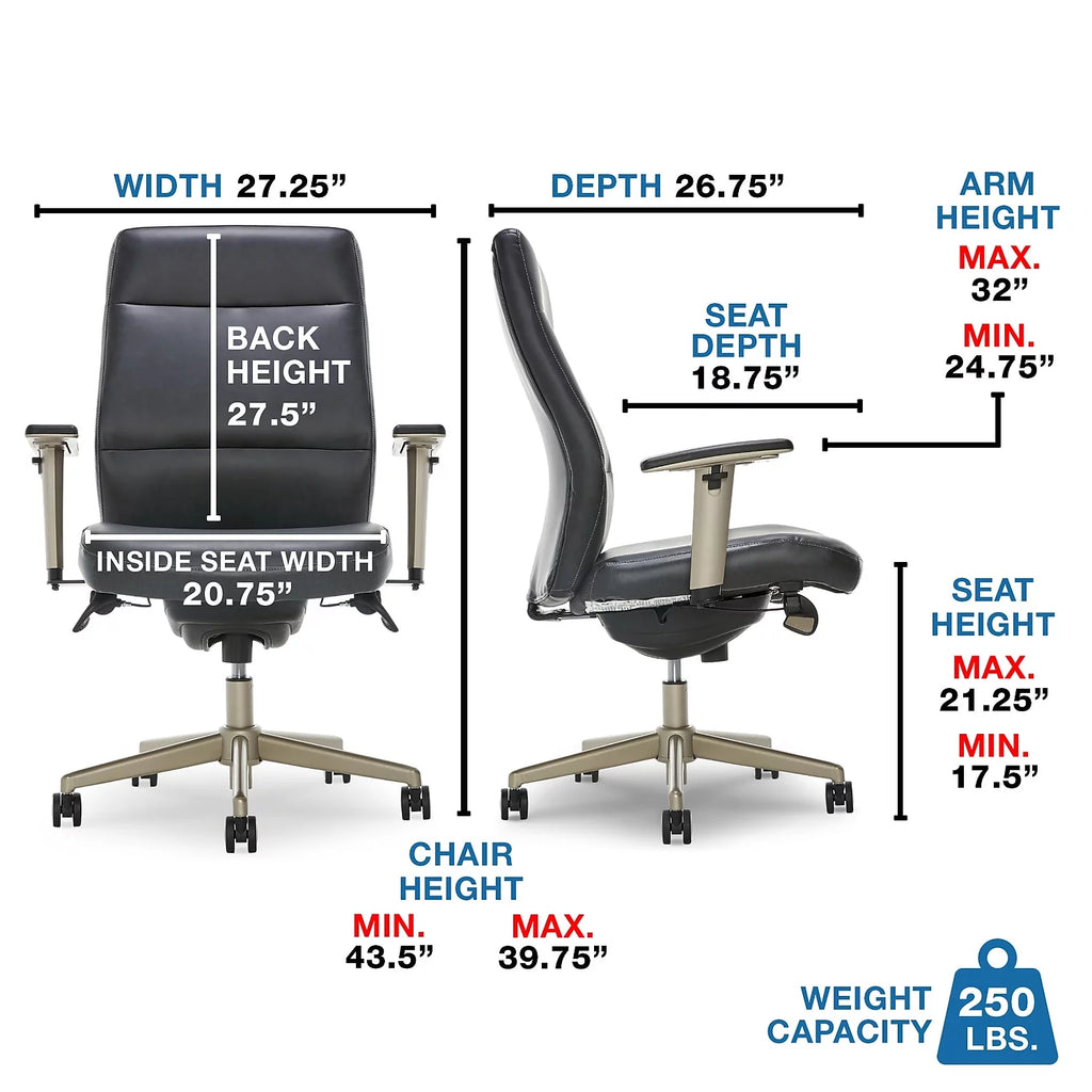 Black Faux Leather Ergonomic Swivel Executive Chair A6022