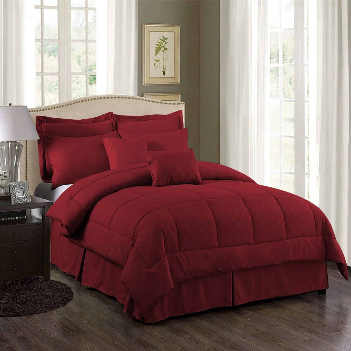 Burgundy King Microfiber Comforter and Sheets Set M149885