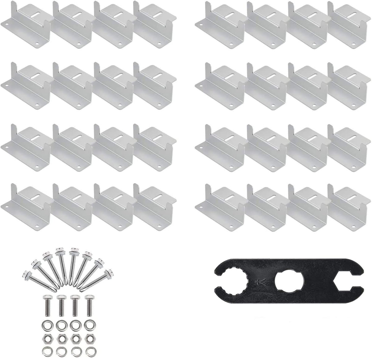 Solar Panel Mounting Z Brackets with Nuts and Bolts, Set of 4 Units (8 Set) S4430