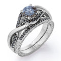 18K White Gold Plating over Silver Diamond Twisted Wedding Set A11441