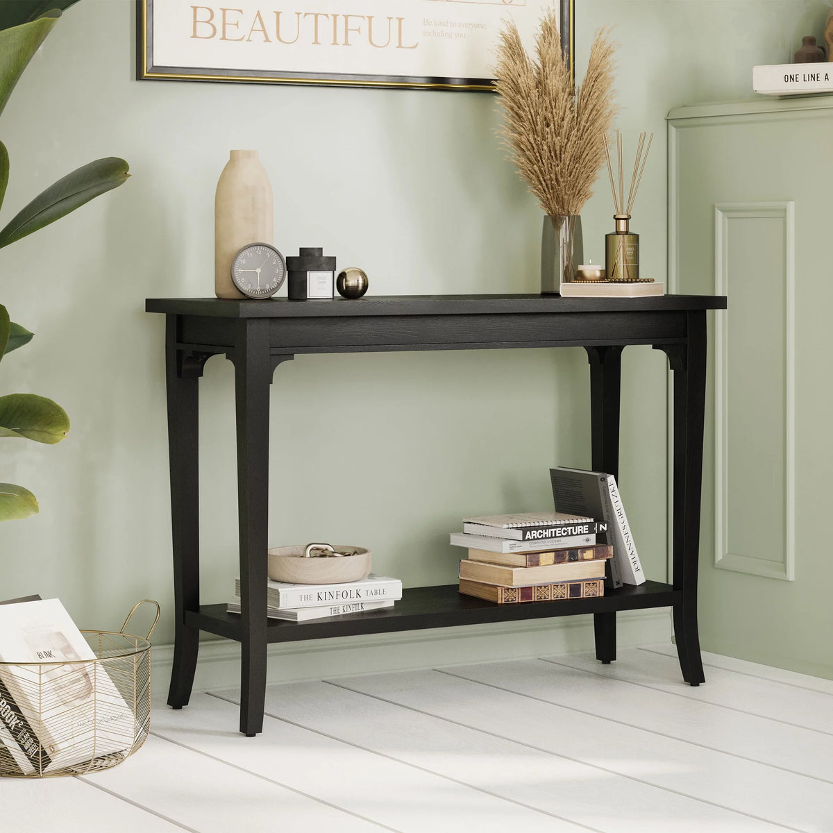 Console Table with Lower Shelf and Solid Wood Frame Z24810