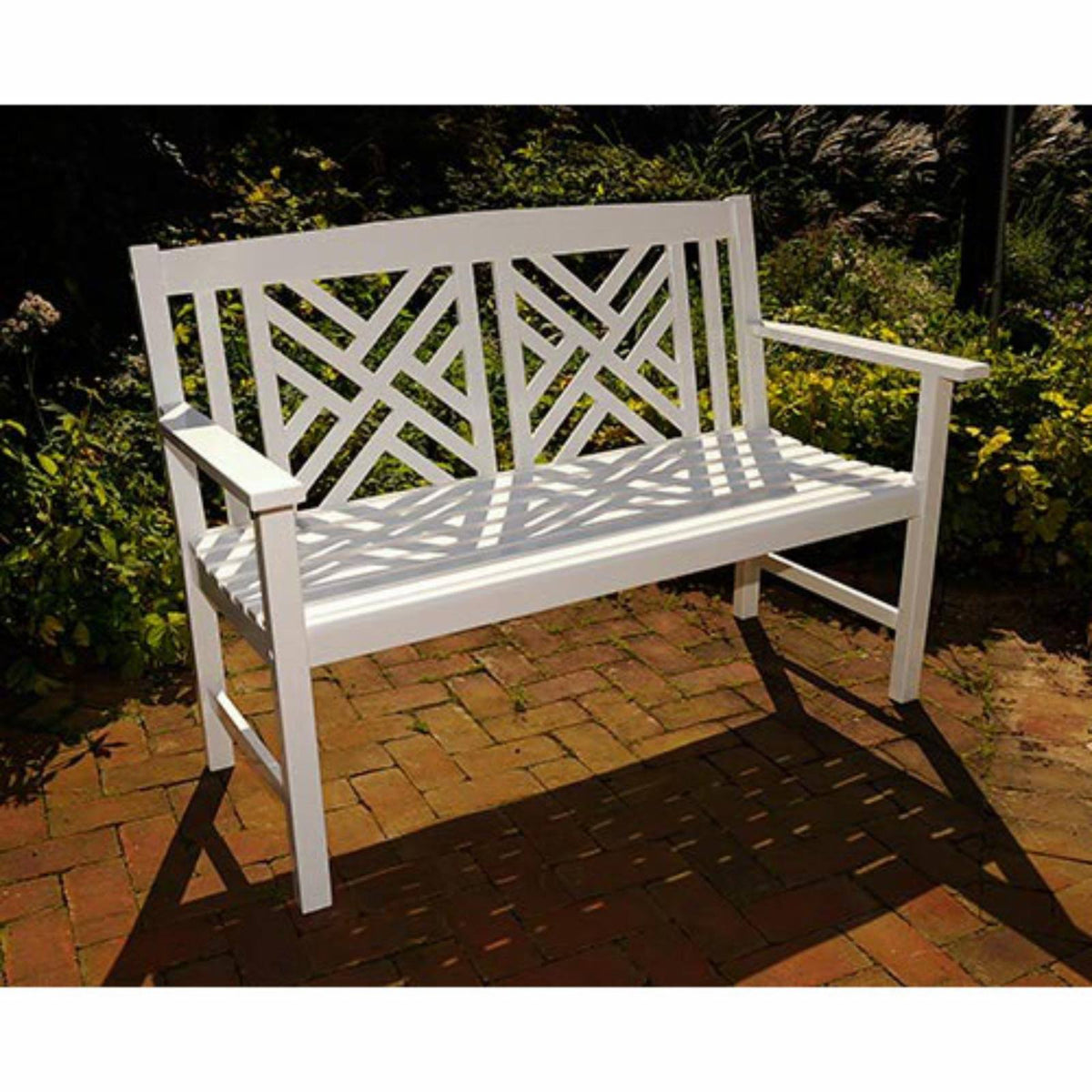 White Fretwork Bench S51340