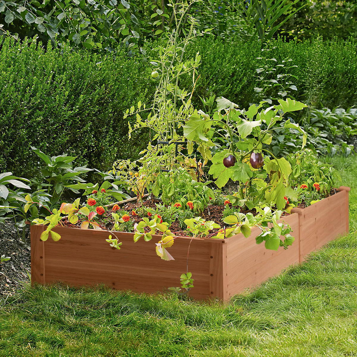 Raised Wooden Planter Box 92x22x9in I808894