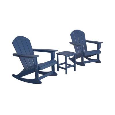 Navy Blue Plastic Rocking Adirondack Chair with Table H167669