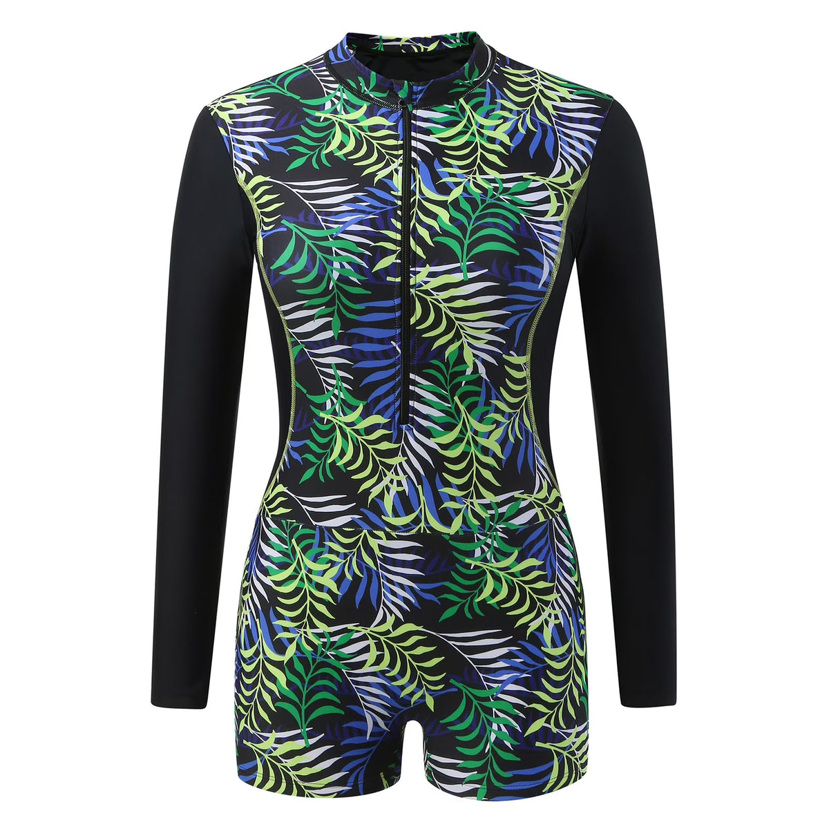Leaf Print Long Sleeve Rashguard Swim Suit M755469