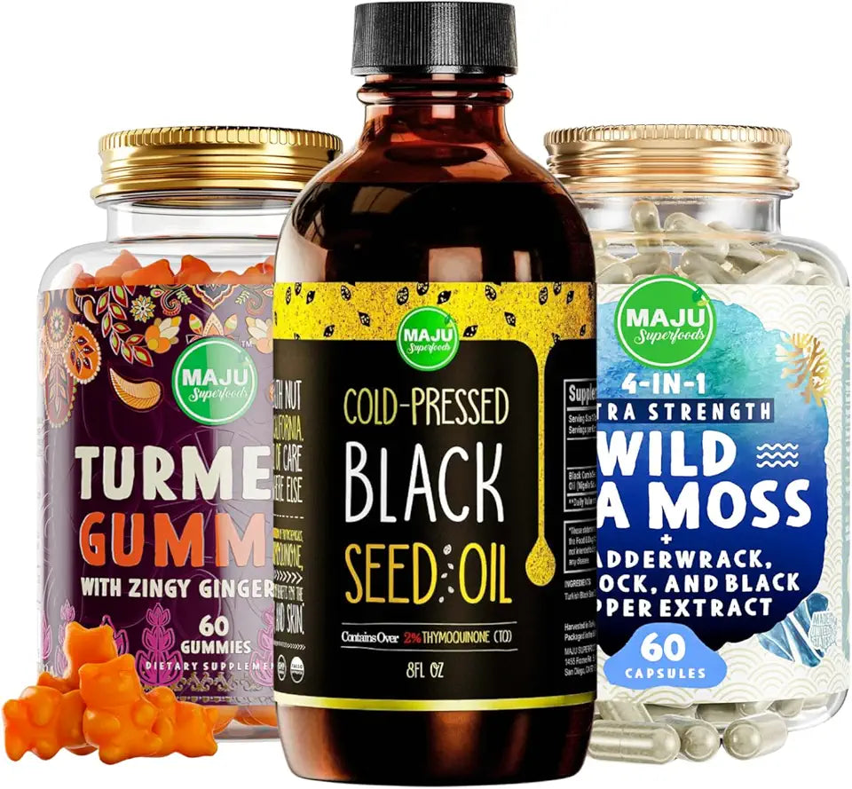 Black Seed Oil, Sea Moss Capsules and Turmeric Gummies R75073