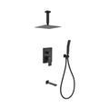Matte Black Shower Set with Ceiling Mount Square Rain Shower, Handheld and Tub Filler Z1949