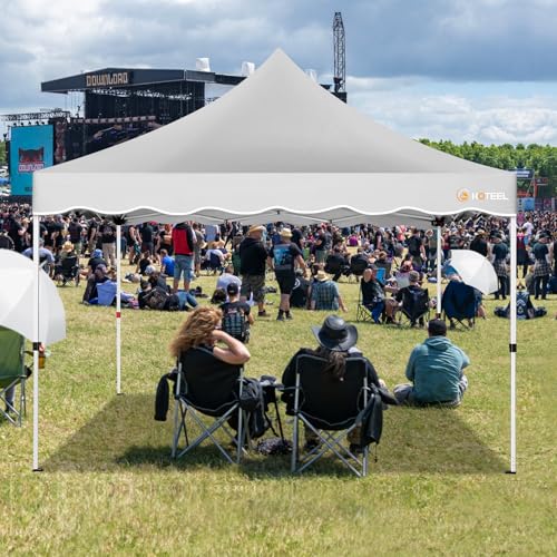 10x20 Pop Up Canopy Tent with 6 Sidewalls, Wheeled Bag & 4 Sandbags, White O647