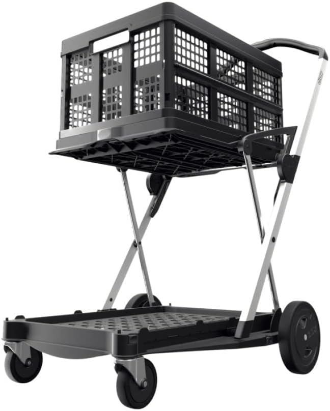 Red Collapsible Shopping Cart with Storage Crate X33401