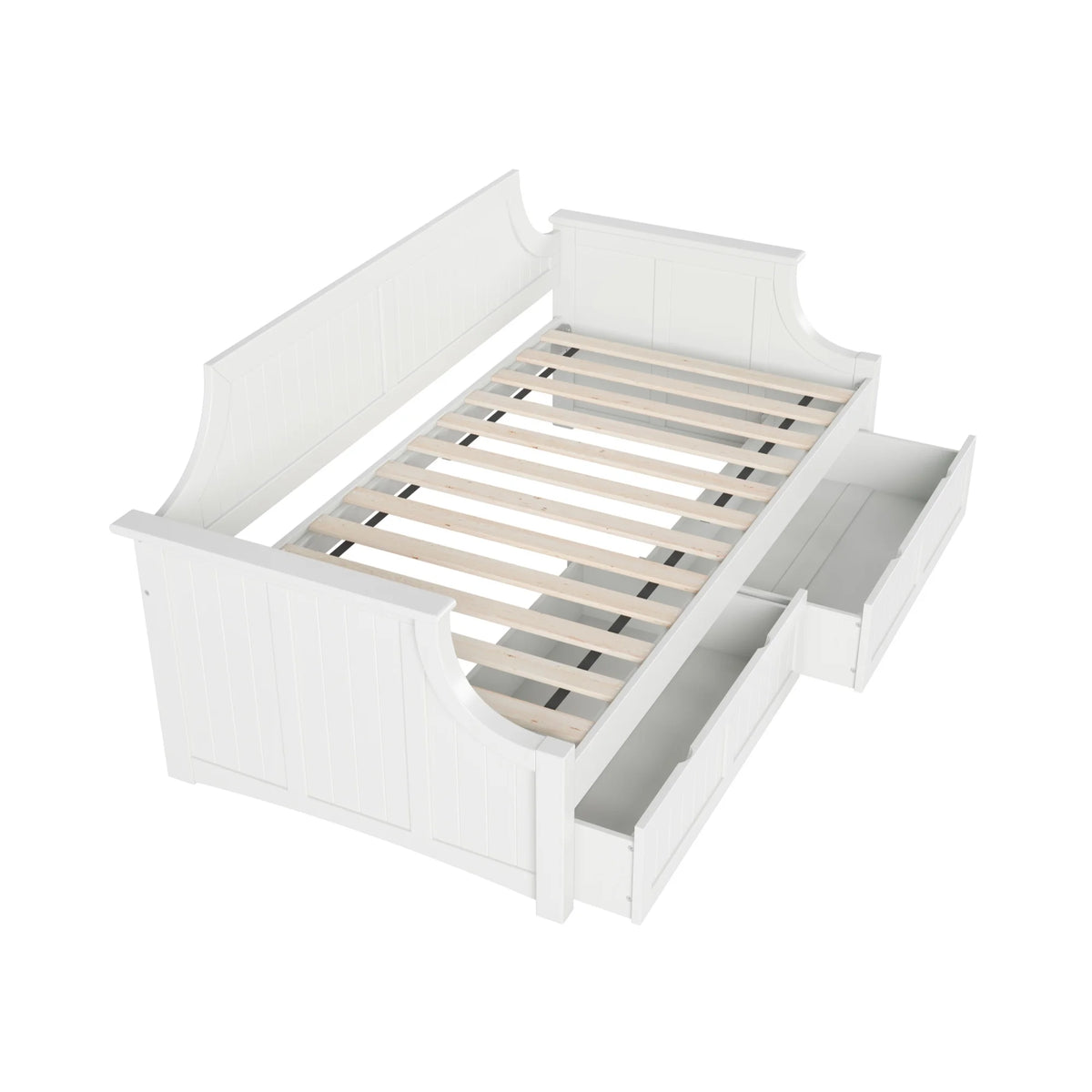 Twin Wood Daybed with Set of 2 Drawers in White L304