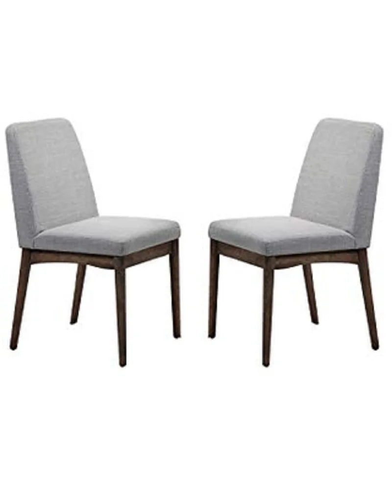 Solid Wood Fabric Upholstered Dining Chairs 2pcs Set J7344