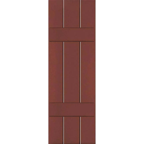 12 in. x 33 in. Real Wood Pine Board and Batten Shutters Pair Country Redwood F7617
