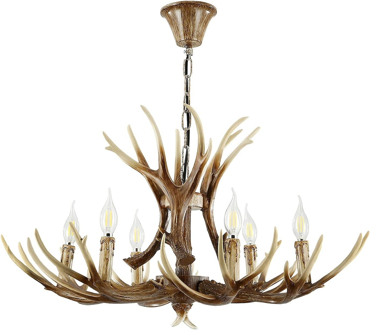 Resin Antler Chandelier Pendant Light, 9 Antlers + 6 Lights R3272
