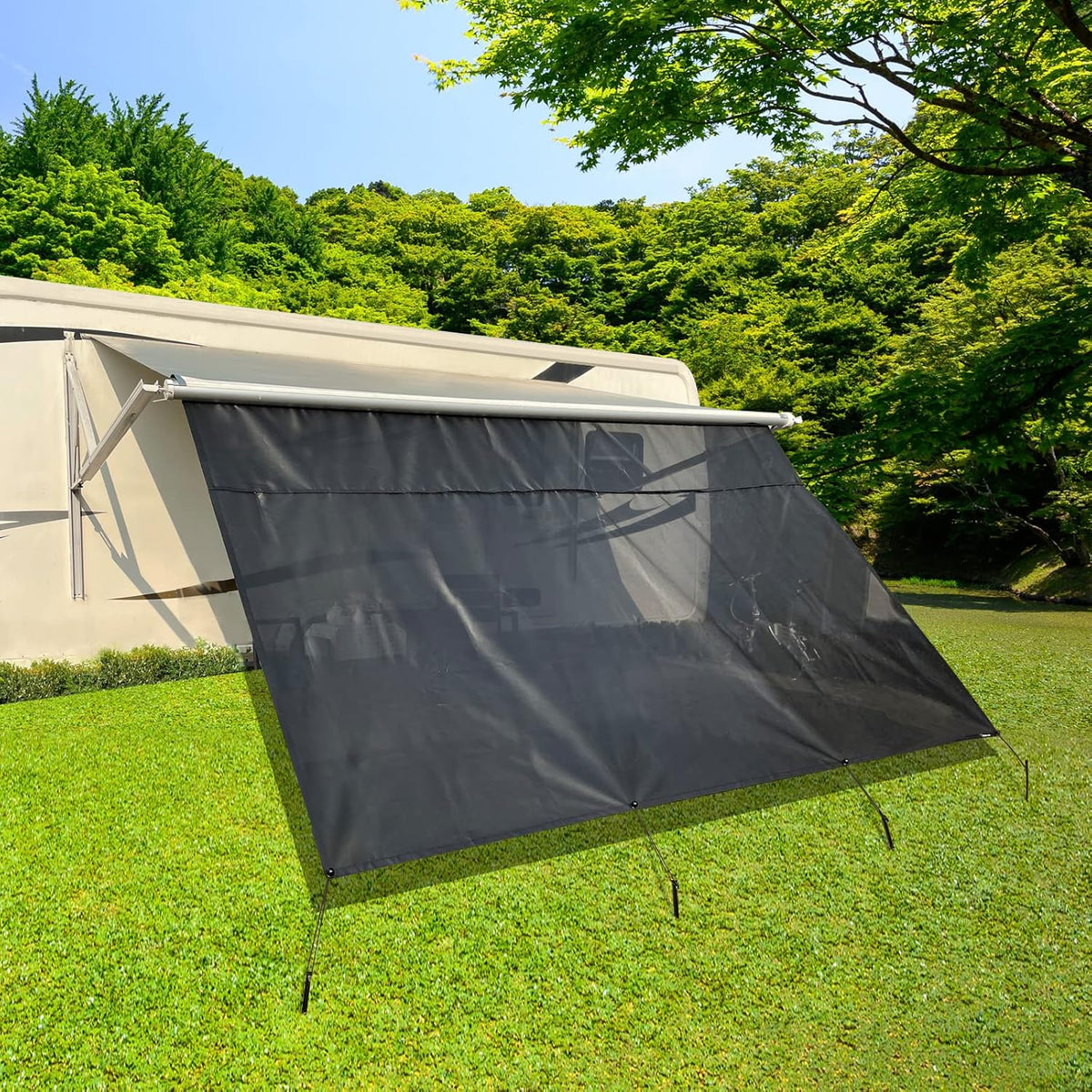 RV Awning Shade Screen with Zipper 8'X12'3'' Universal Sun Shade Screen with Complete Kits N4664