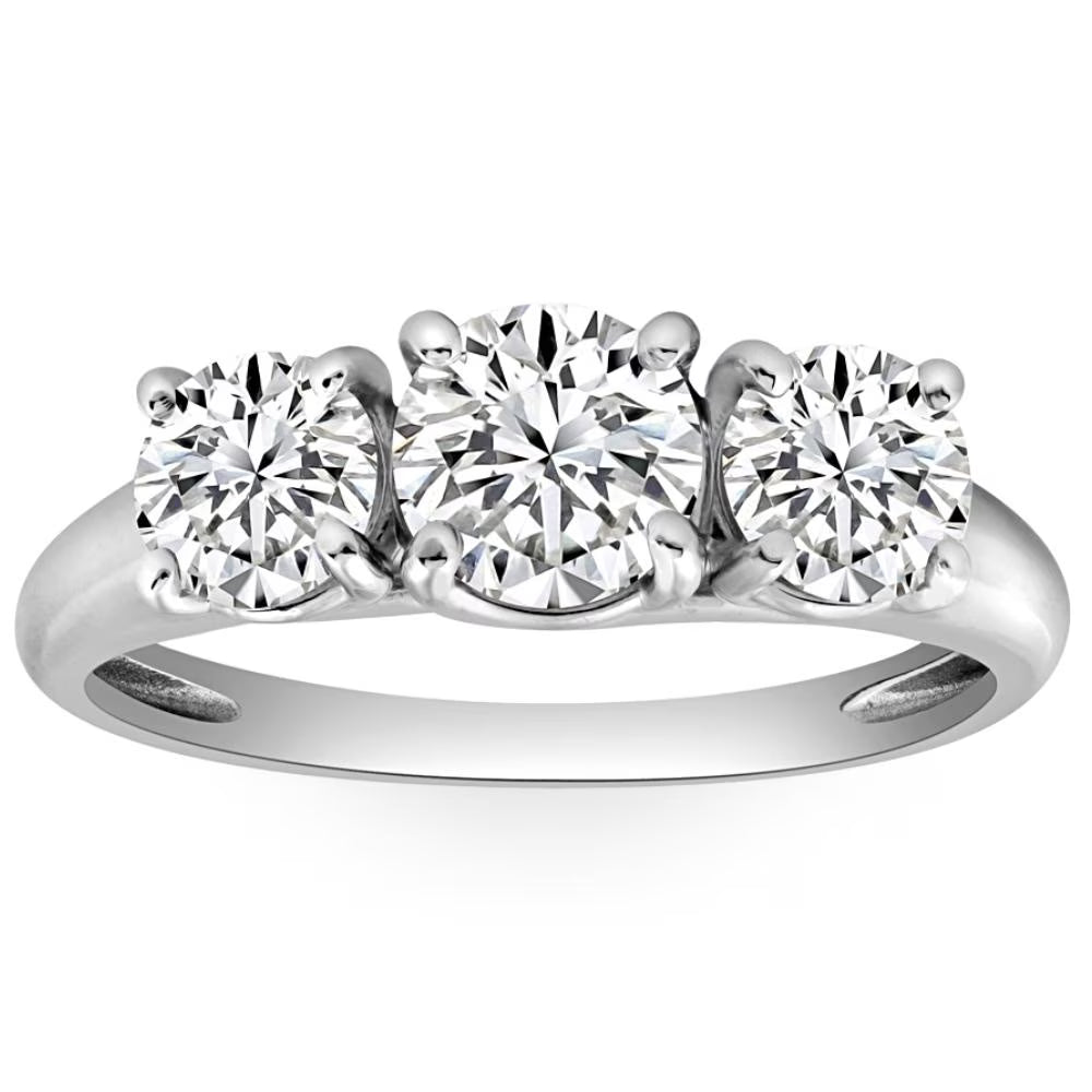 Three Stone Diamond Engagement Ring 10K White Gold L595567