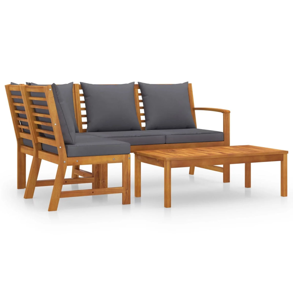 4 Piece Solid Acacia Wood Patio Set with Cushion P327