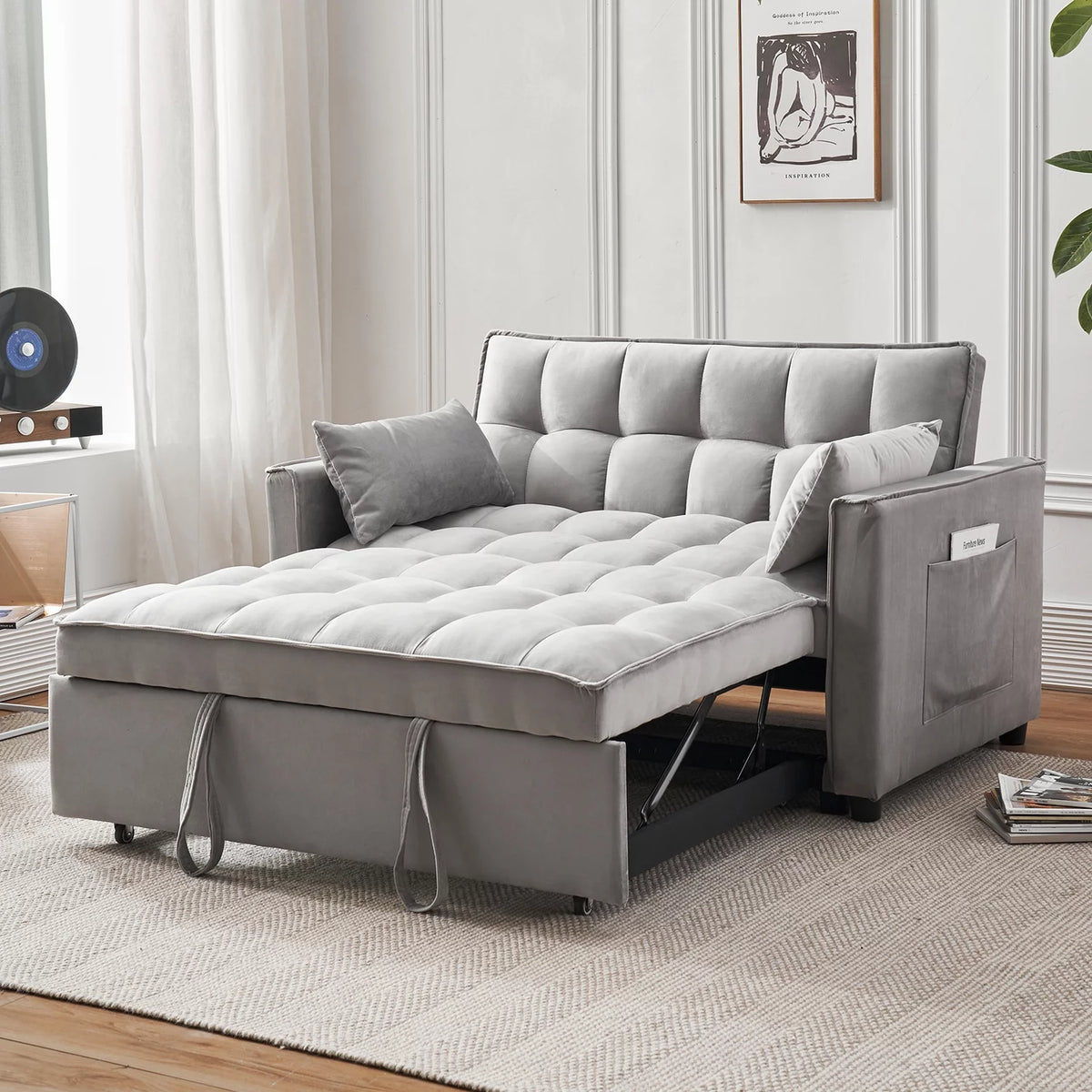 55.5'' Velvet Convertible Sleeper Sofa Bed E929604