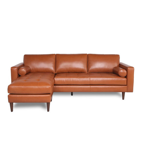20" Camel Caramel Leather Upholstered Reversible Sectional I60855
