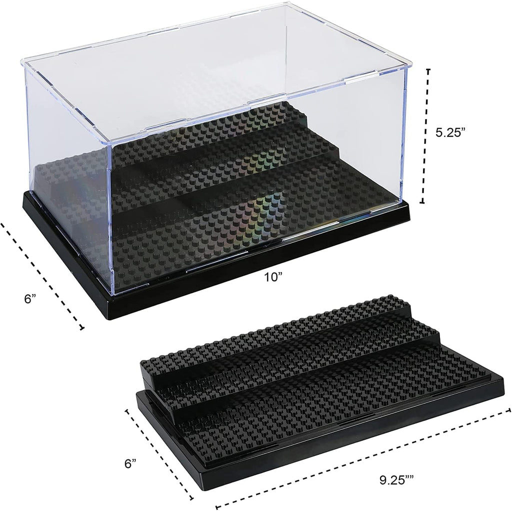 Acrylic Display Case in Black for Minifigure & Action Figures, 10 x 5.4 x 6.1, 5mm Dustproof Case, Pack of 2 B43179