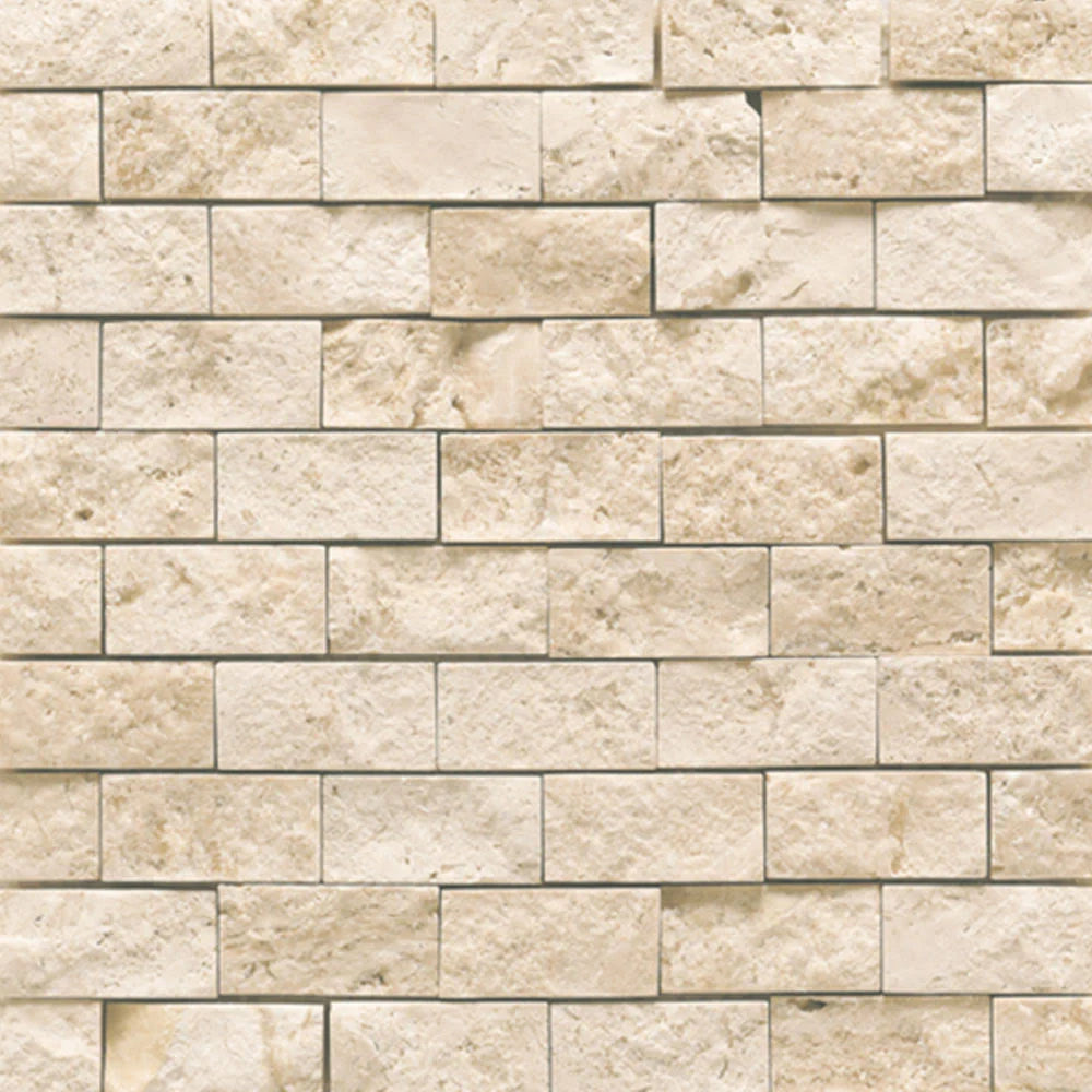Travertine Natural Stone Mosaic Split Face Tile J737
