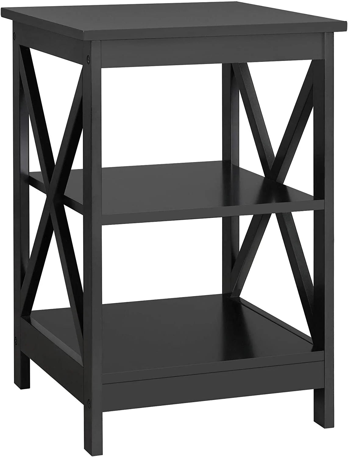 Black 3 Tier Sofa Side End Table with Shelf P968465