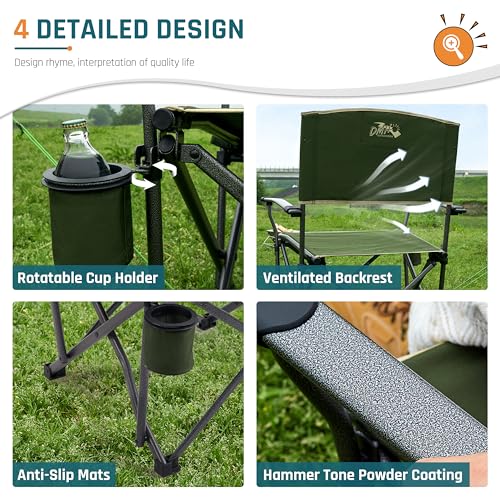 Oversized Heavy Duty Folding Camping Chair with Cup Holder Green I520691