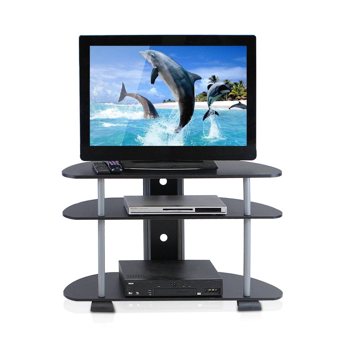 Black/Grey 3-Tier TV Entertainment Center G337493