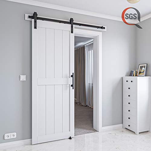 32in x 84in White MDF Sliding Barn Door with Hardware Kit I6395