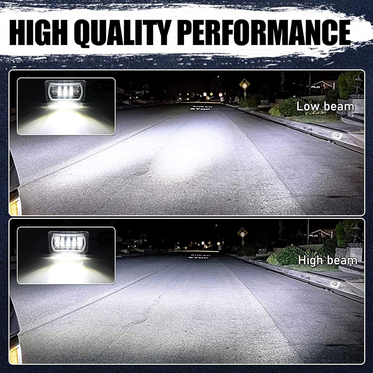 4x6 LED Headlights with White DRL Amber Turn Signal Halo Light J834995