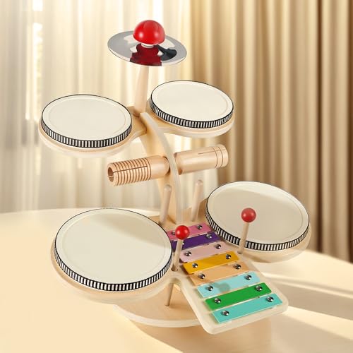 Wooden 8 in 1 Percussion Drum Kit with Xylophone Cymbal N262