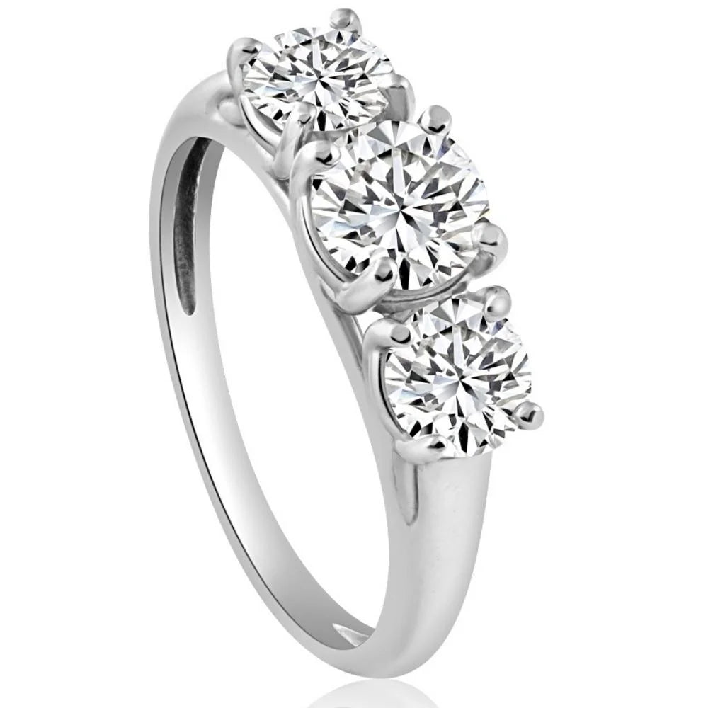 Three Stone Diamond Engagement Ring 10K White Gold L595567
