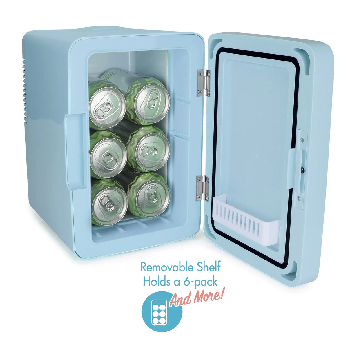 6 Can LED Lighted Mini Fridge with Mirror Door R3729
