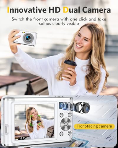4K Compact Digital Camera with Autofocus Dual Lens 48MP 16X Zoom Black K40767