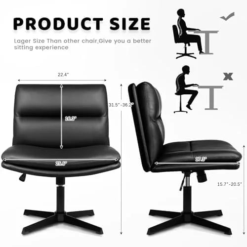 Armless High-Back Wide Seat Office Desk Chair J954714