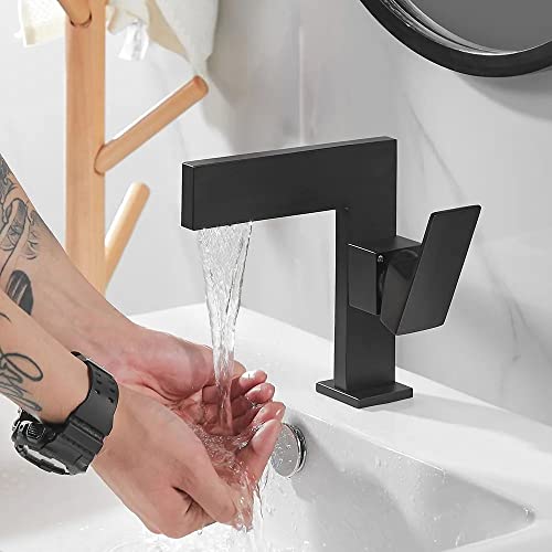 Matte Black Ultra-Thin Waterfall Bathroom Faucet E1476