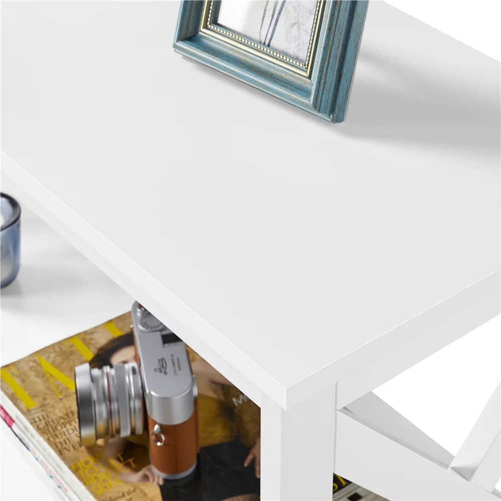 White Console Table with 2 Open Shelves N36469
