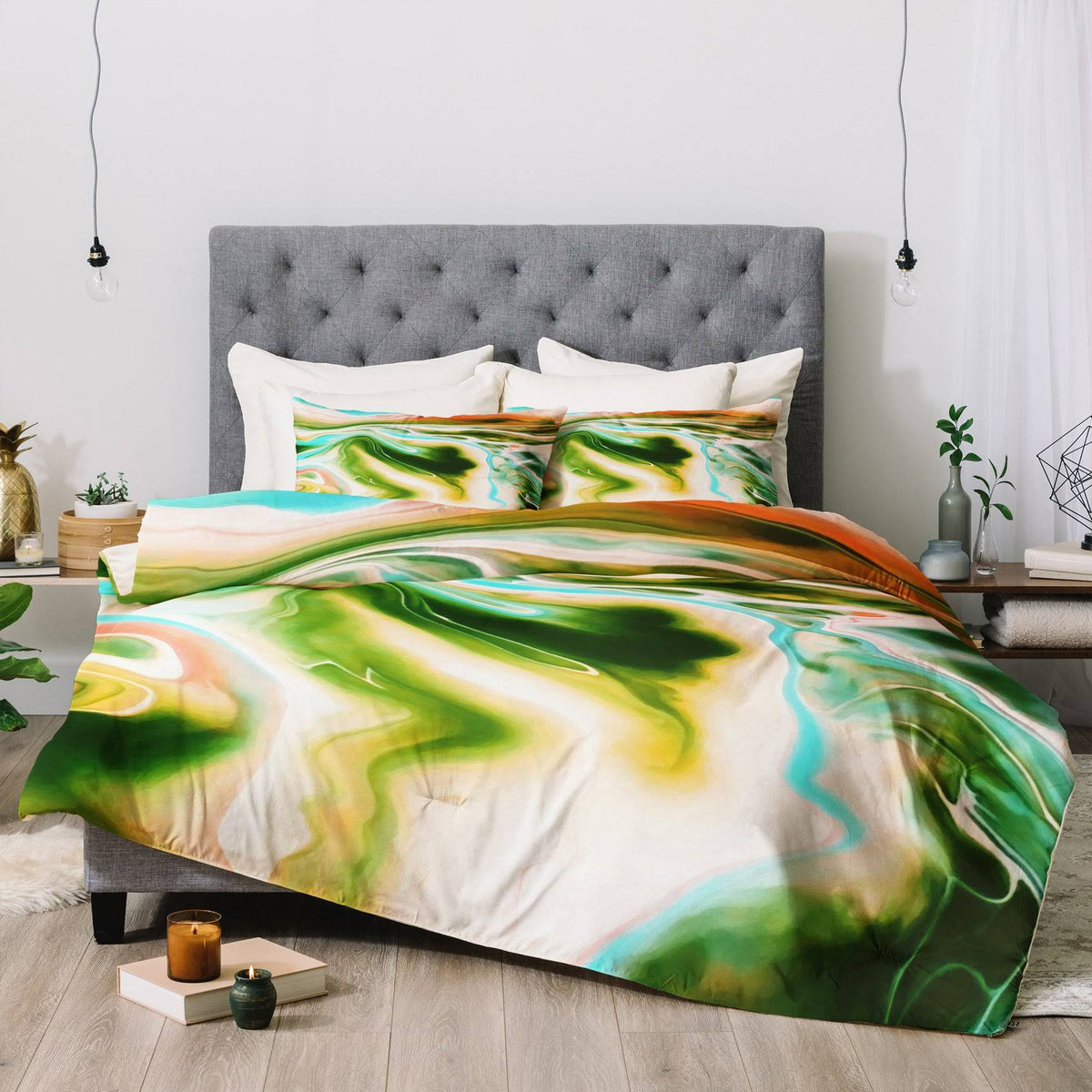Queen Abstract Watercolor Marble Comforter I179747