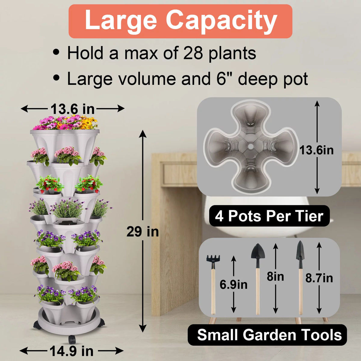 7 Tier Stackable Vertical Planter V543