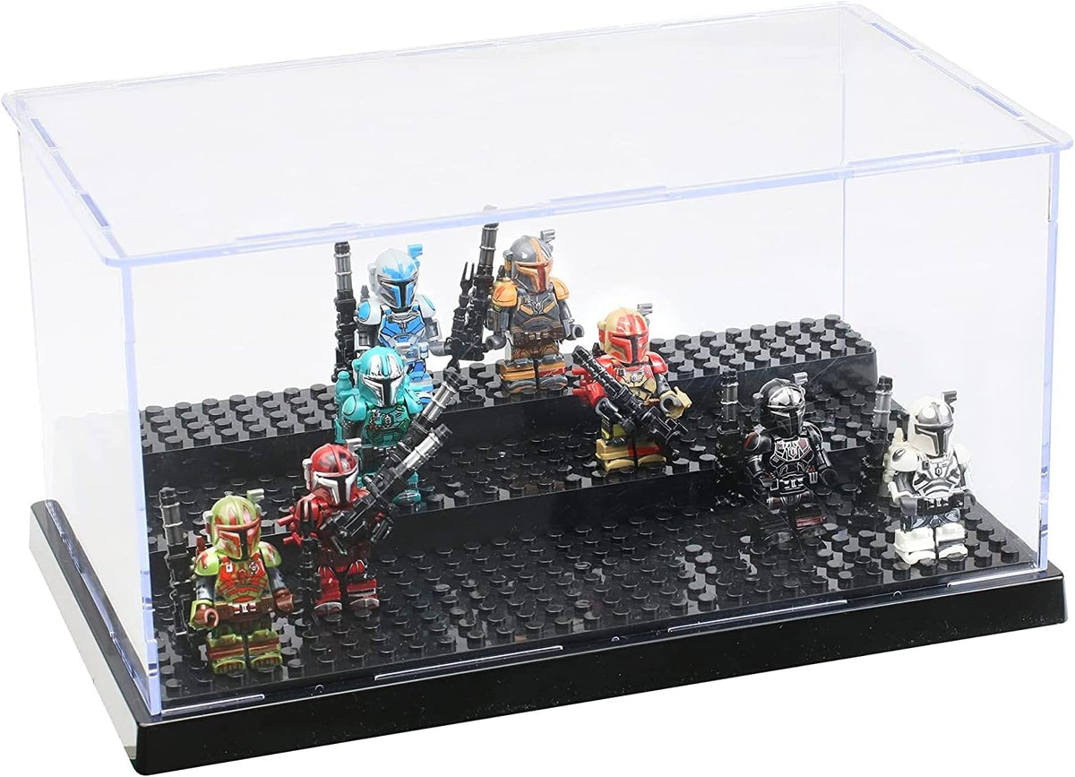 Acrylic Display Case in Black for Minifigure & Action Figures, 10 x 5.4 x 6.1, 5mm Dustproof Case, Pack of 2 B43179