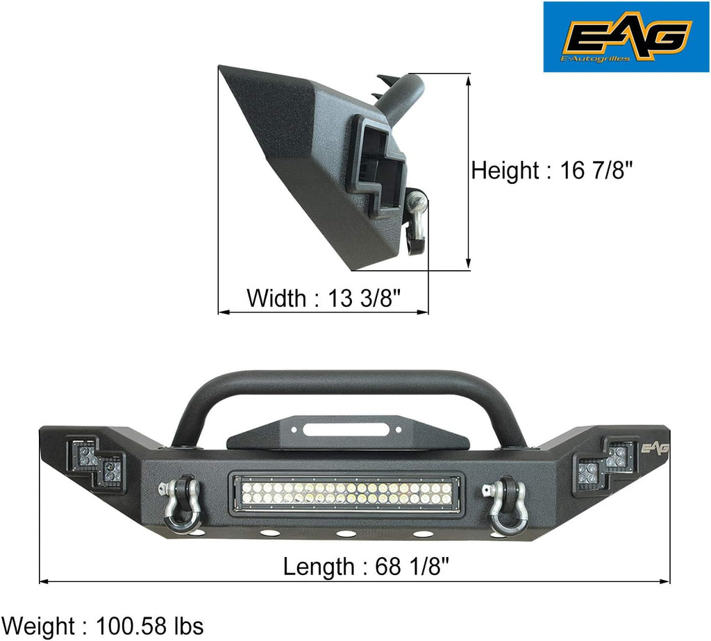 LED Front Bumper with Winch Mount Plate for Gladiator JT L871954