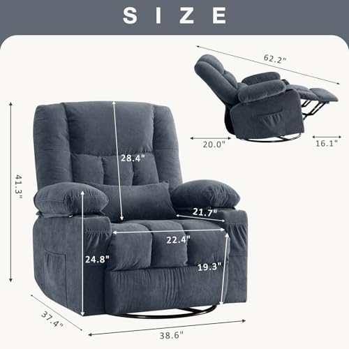 Massage Swivel Rocker Recliner Chair with Heat and Side Pocket Y88945
