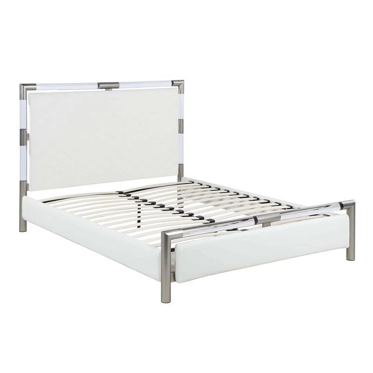 Gloss White Wood & Acrylic Queen-size 3-Piece Bedroom Set B256907
