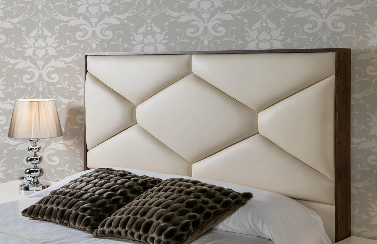 Beige Eco Leather King Size Bed Y995