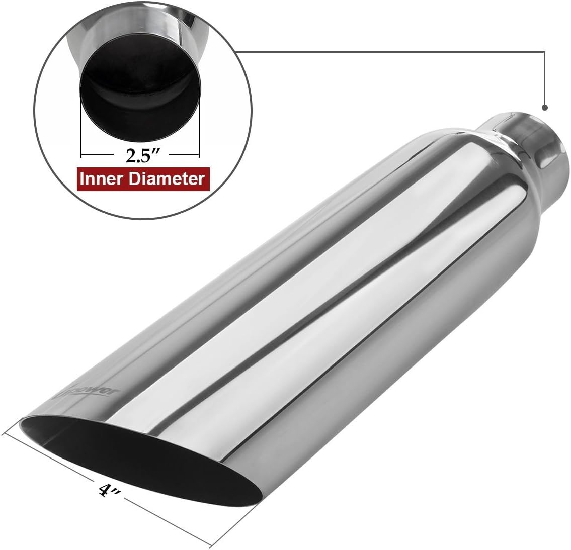 2 PCS Stainless Steel Weld-On Exhaust Tips 18" Long I27359