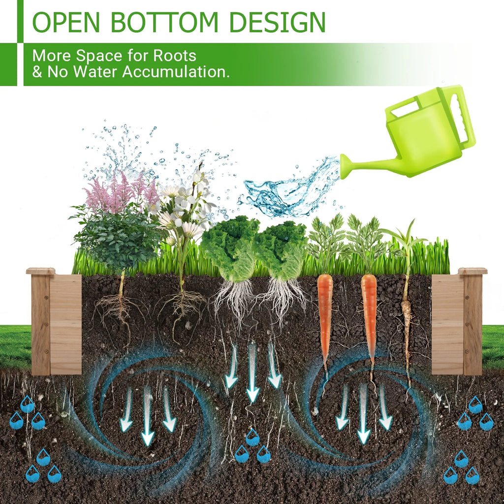 Raised Wooden Planter Box 92x22x9in I808894