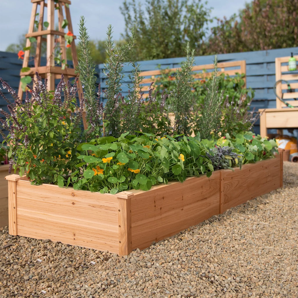 Raised Wooden Planter Box 92x22x9in I808894
