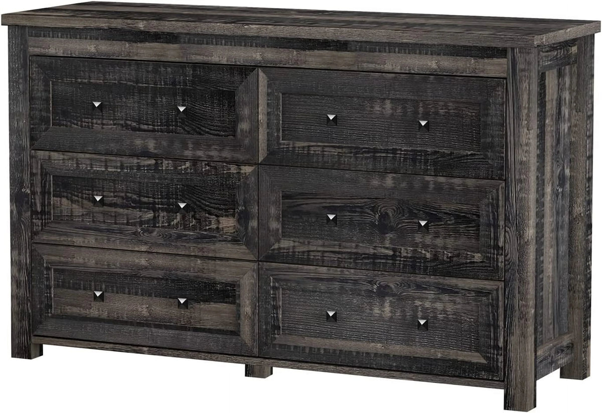 6 Drawer Wood Dresser with Metal Handles A35305