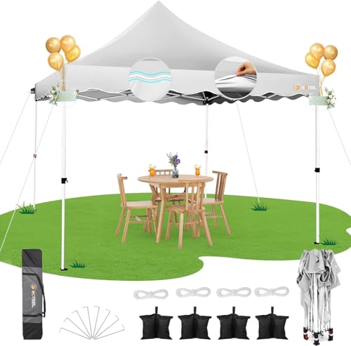 10x20 Pop Up Canopy Tent with 6 Sidewalls, Wheeled Bag & 4 Sandbags, White O647
